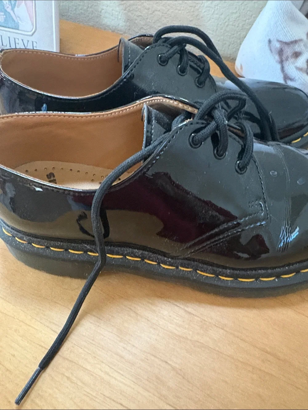 Dr. Martens Black Patent Platform Lace-Up Shoes